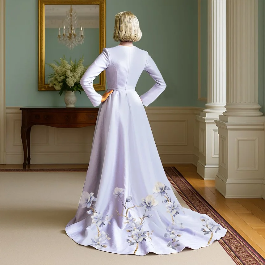 Wildflower Wonder – Wrap-Front Couture Gown in Lavender | Style AA